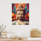 Poster Méditer le portrait de Bouddha | Pixel Art (Cuisine)