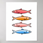 Poster Mediterranean Coastal Sardine Illustration Art (Devant)
