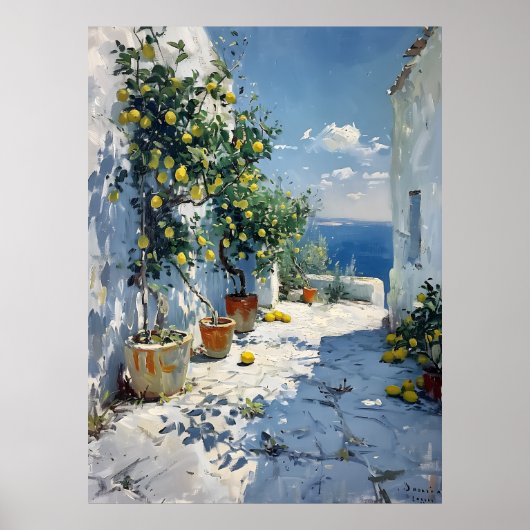 Poster Mediterranean Impressionism with Lemons (Devant)