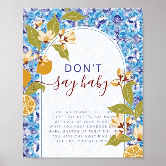 Poster Mediterranean Lemon Amalfi Coast Baby Shower (Devant)