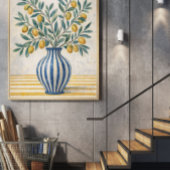 Poster Mediterranean Lemon Branch in Blue Vase – Rustic