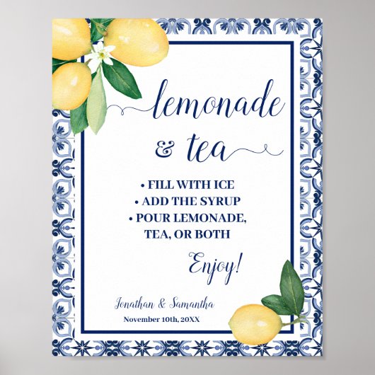 Poster Mediterranean Lemonade & Tea Bar Wedding Shower (Devant)
