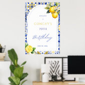 Poster Mediterranean Tiles Lemon Birthday Welcome Sign (Bureau à domicile)