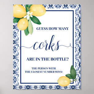 Poster Méditerranéen Devinez Combien De Corks Douche Jeu