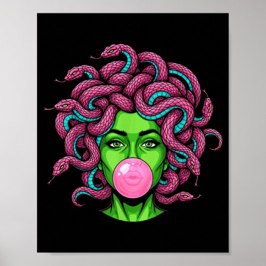 Poster Medusa Blowing Bubblegum P Art Mythology Design (Devant)