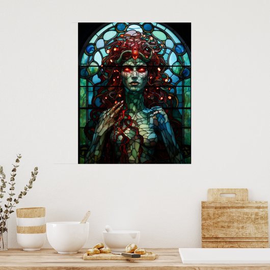 Poster Medusa - Fenêtre en verre tendu Style Tiffany (Cuisine)