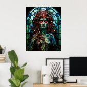Poster Medusa - Fenêtre en verre tendu Style Tiffany (Bureau à domicile)