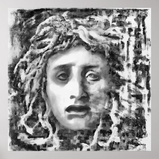 Poster Medusa Portrait De Déesse Ancienne En Gris (Devant)