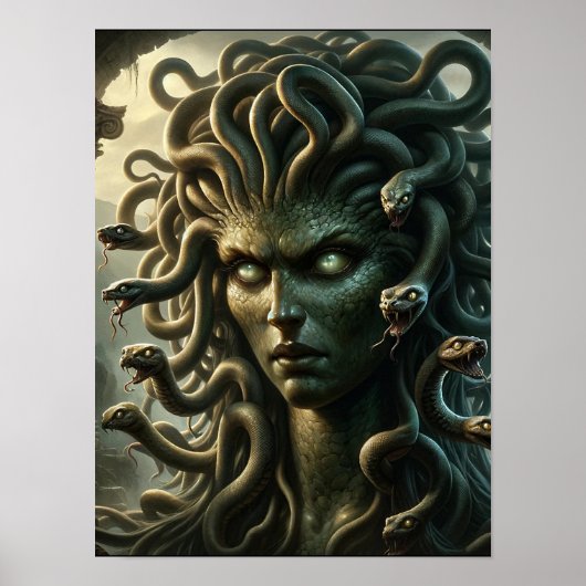 Poster Medusa Stare de la mort Tête des serpents (Devant)