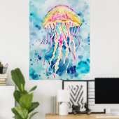 Poster Méduse aquarelle (Bureau à domicile)