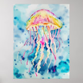 Poster Méduse aquarelle (Devant)