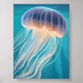 Poster Méduse bleue | Peinture d'animal marin Art (Devant)