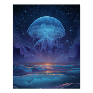 Poster Méduse céleste Océan Ciel Fantaisie Art