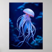 Poster Méduse Ethérée dans l'océan Bleu Profond - Lif Mar (Devant)