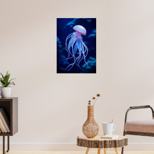 Poster Méduse Ethérée dans l'océan Bleu Profond - Lif Mar