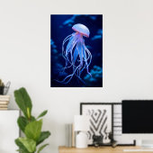 Poster Méduse Ethérée dans l'océan Bleu Profond - Lif Mar (Bureau à domicile)