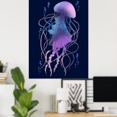 Poster Méduse Éthérée Violet Bleu (Bureau à domicile)