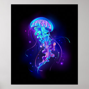 Poster Méduse vibrante aux couleurs lumineuses