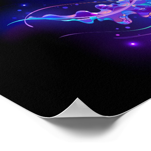 Poster Méduse vibrante aux couleurs lumineuses (Coin)