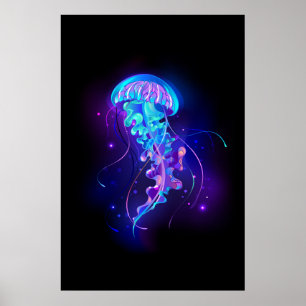 Poster Méduse vibrante couleur lumineuse