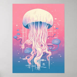 Poster Méduses rêveuses aux teintes océaniques