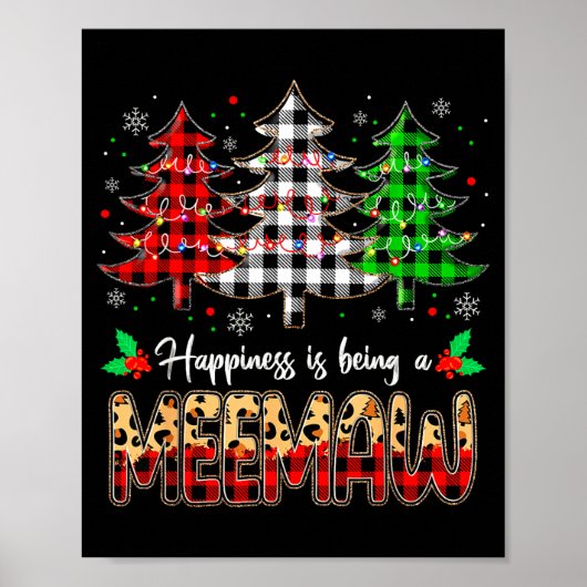 Poster Meemaw Christmas Tree Xmas Buffalo Plaid Red White (Devant)