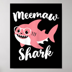 Poster Meemaw Shark Fête des mères grand-mère drôle Mee-m