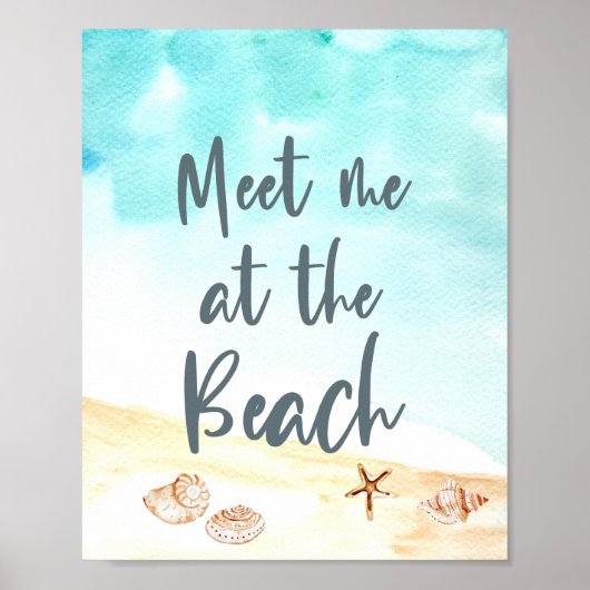 Poster Meet me at the Beach Coastal Seashells Art (Devant)