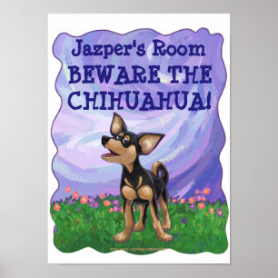 Poster Méfiez-vous de l'art mural personnalisé Chihuahua
