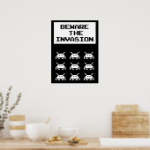 Poster Méfiez-vous de l'invasion, conception geek (Cuisine)