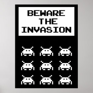 Poster Méfiez-vous de l'invasion, conception geek