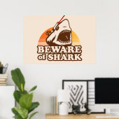 Poster Méfiez-vous des requins avec des poutres laser fri (Bureau à domicile)