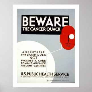 Poster Méfiez-vous du cancer Quack (frontière)