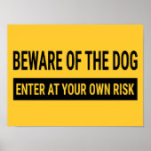 Poster Méfiez-vous du chien entrez à vos risques et péril (Devant)