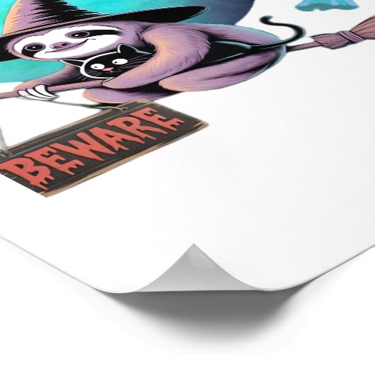 Poster Méfiez-vous joli sorcier Sloth volant sur Broom Ha (Coin)