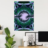 Poster Meg | Art fractal vert et bleu (Bureau à domicile)