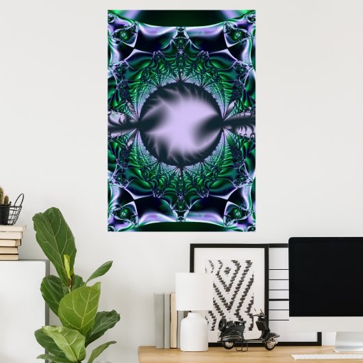 Poster Meg | Art fractal vert et bleu (Bureau à domicile)