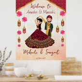 Poster Mehndi sangeet dansant couple indien lotus Arabe (Cuisine)