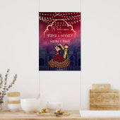 Poster Mehndi Sangeet fairy lights dancing couple welcome (Cuisine)