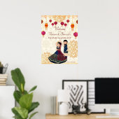 Poster Mehndi & sangeet manadala et couple indien mignon (Bureau à domicile)