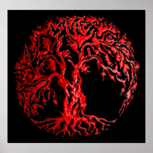 Poster Mehndi Tree of Life (Henna) (Red)