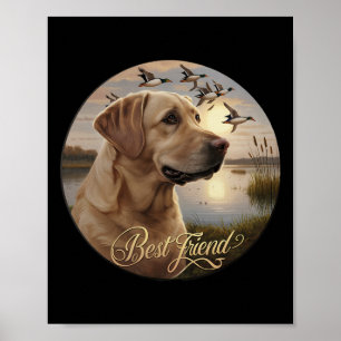 Poster Meilleur Ami Chasse Jaune Labrador Chien Avec Cana