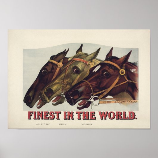 Poster Meilleur au monde - Course Vintage du cheval (Devant)