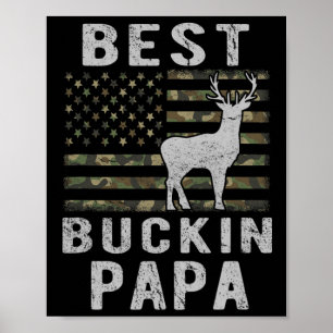 Poster Meilleur Bucking Papa Camouflage Drapeau Américain