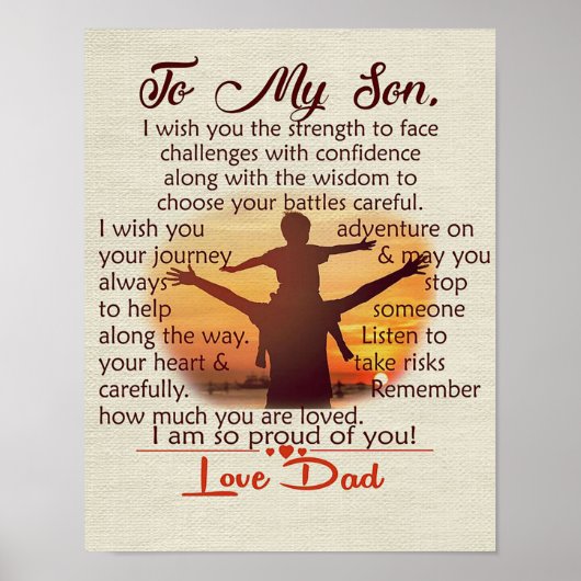 Poster Meilleur Cadeau Pour Son | À mes citations Fils (Devant)