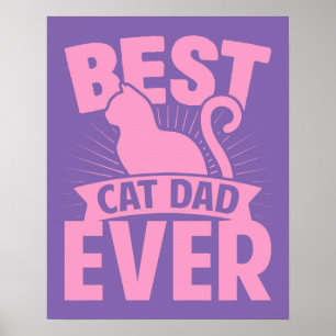 Poster Meilleur Chat Papa Jamais - Chat Silhouette