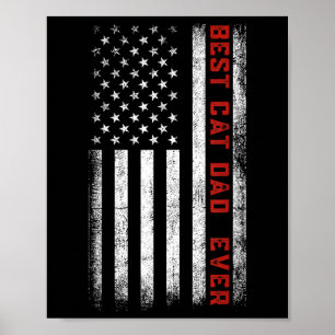 Poster Meilleur Chat Papa Jamais Drapeau Américain Chat P