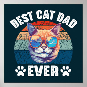 Poster Meilleur Chat Papa Jamais Drôle Kitty Visage Chats