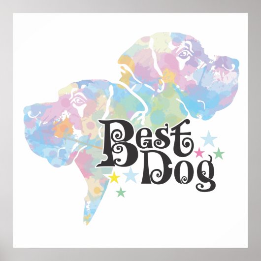 Poster Meilleur Chien "coloré" (Devant)
