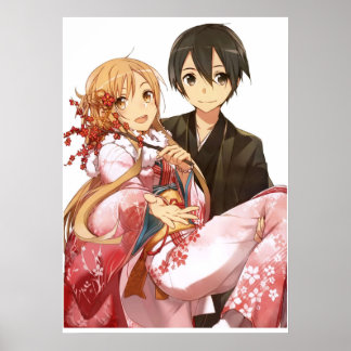 Poster Meilleur couple Kirito et Asuna to Sword Art Onlin